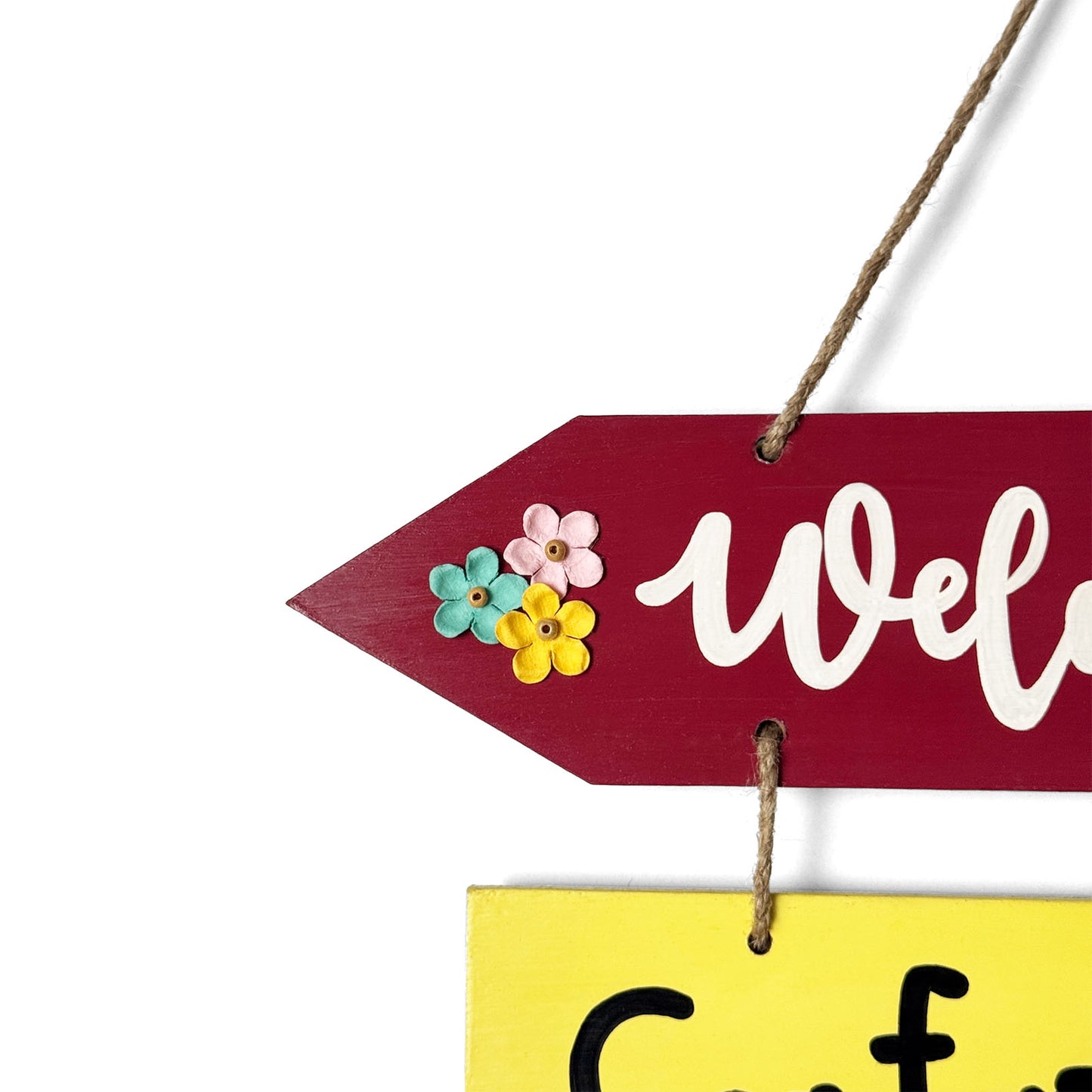 Welcome To Our Home Hand-Painted Wooden Arrow Plank Wall Hanging - Design 1