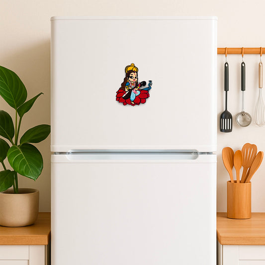 Saraswati Ji Hand-Painted Wooden Fridge Magnet