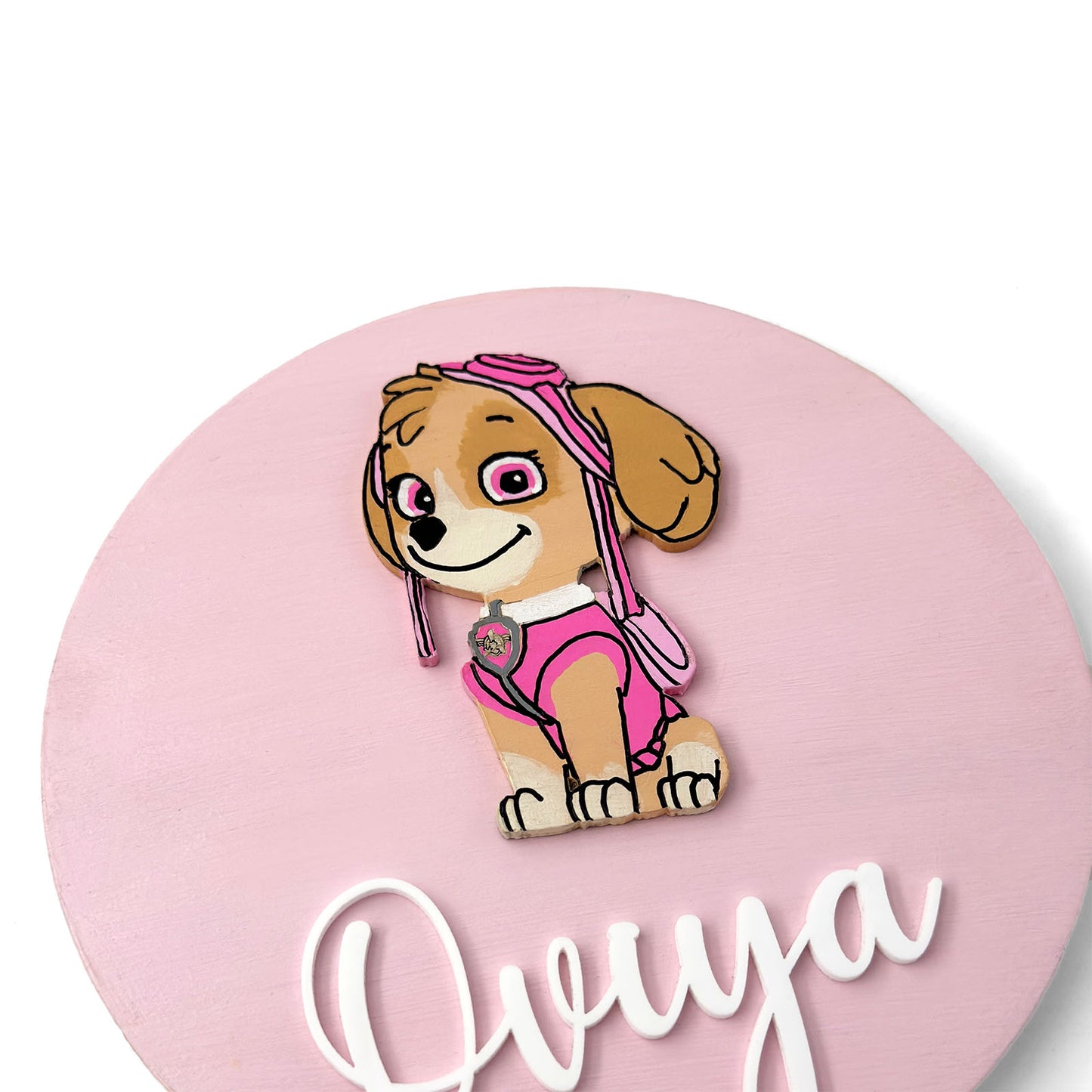 Paw Patrol Themed Hand-Painted Wooden Name Plate For Kids - Design 2