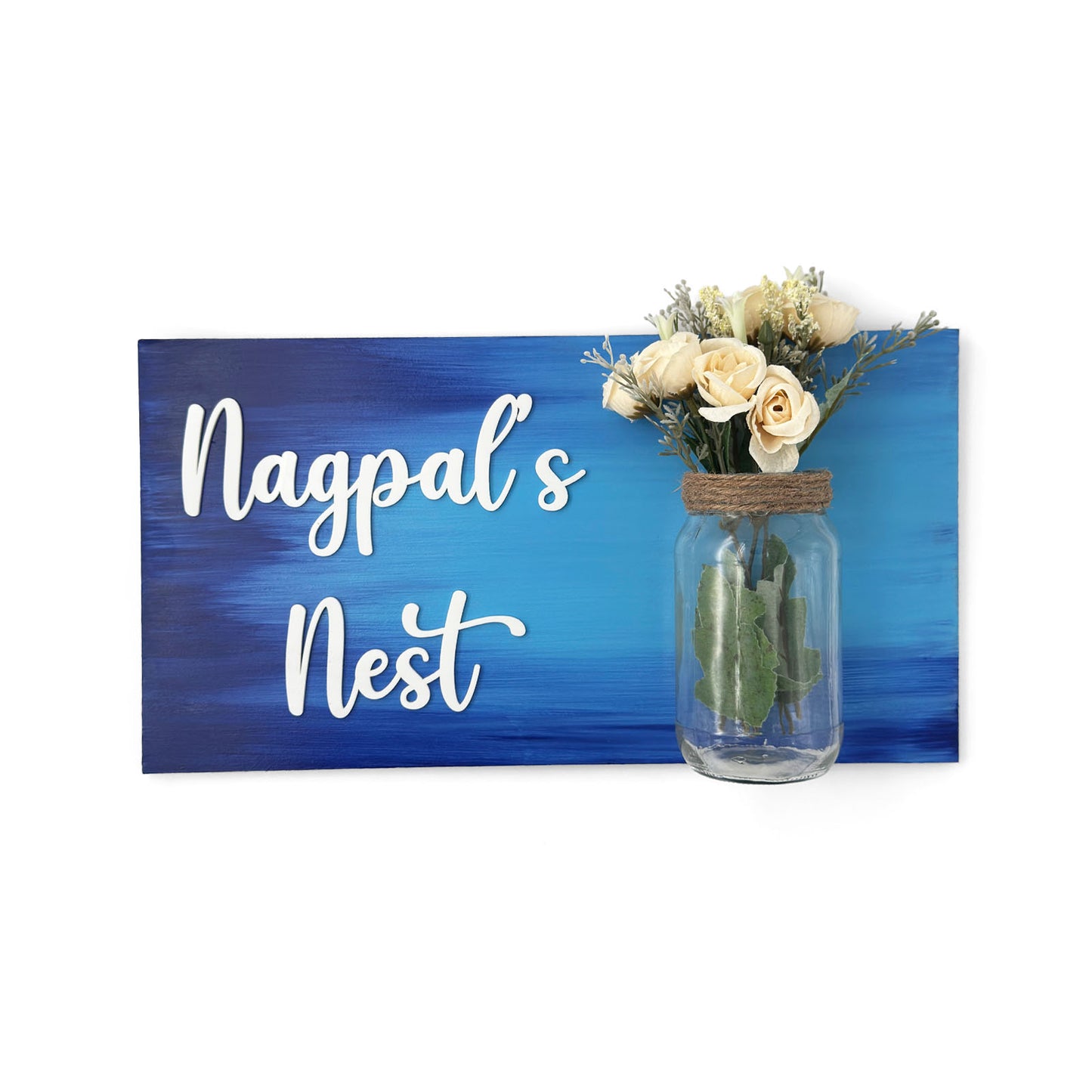 Hand-Painted Wooden Name Plate With Jar For Home - Only Jar Board