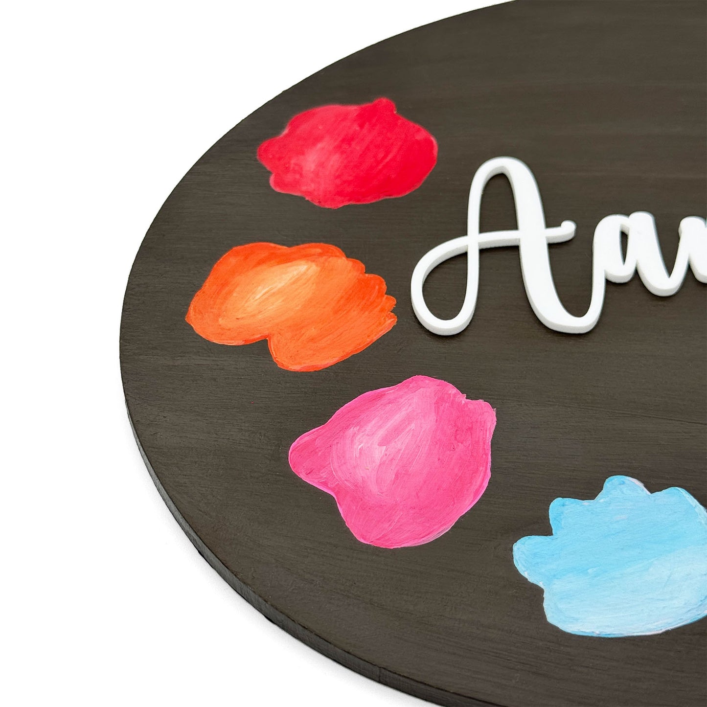 Painting Themed Hand-Painted Wooden Kids Name Plate