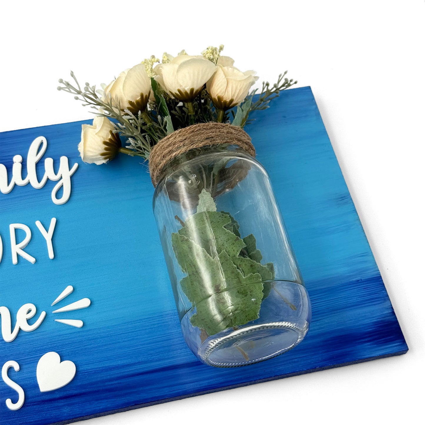 Every Family Has A Story Welcome To Ours Hand-Painted Wooden Name Plate With Jar For Home - Only Jar Board