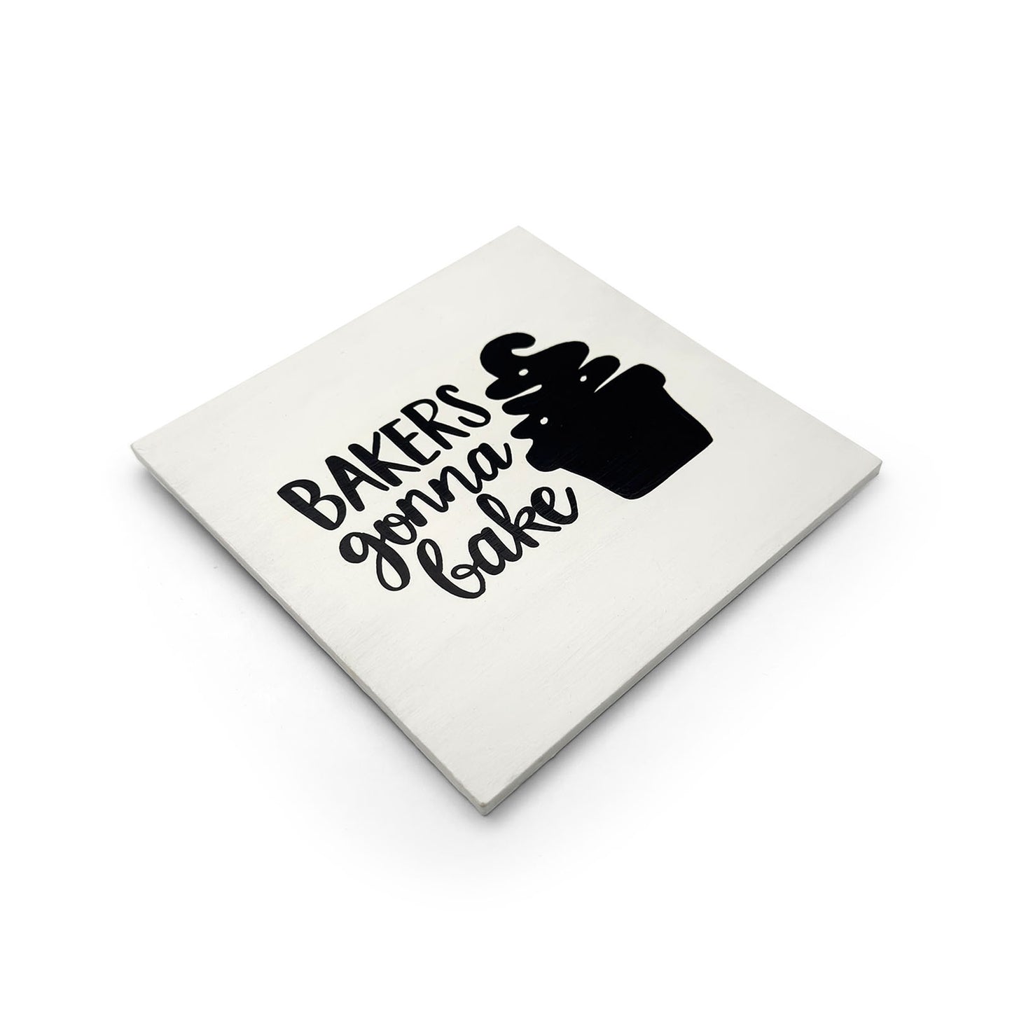 Bakers Gonna Bake Hand-Painted Wooden Kitchen Wall Hanging - White