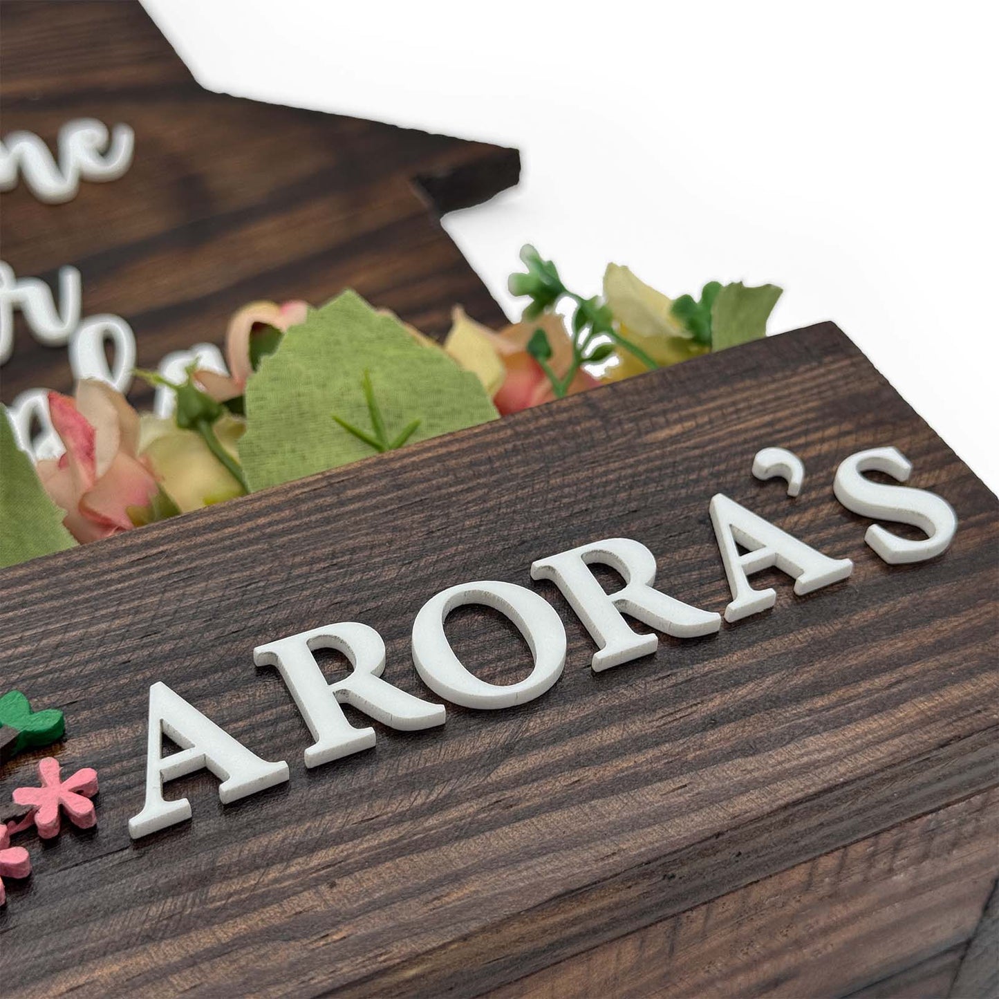 Hut-Shaped Hand-Painted Wooden Planter Name Plate For Home - Wooden Finish