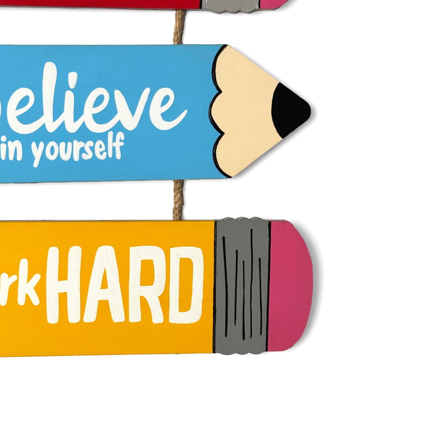 Hand-Painted Wooden Pencil Kids Plank Wall Hanging