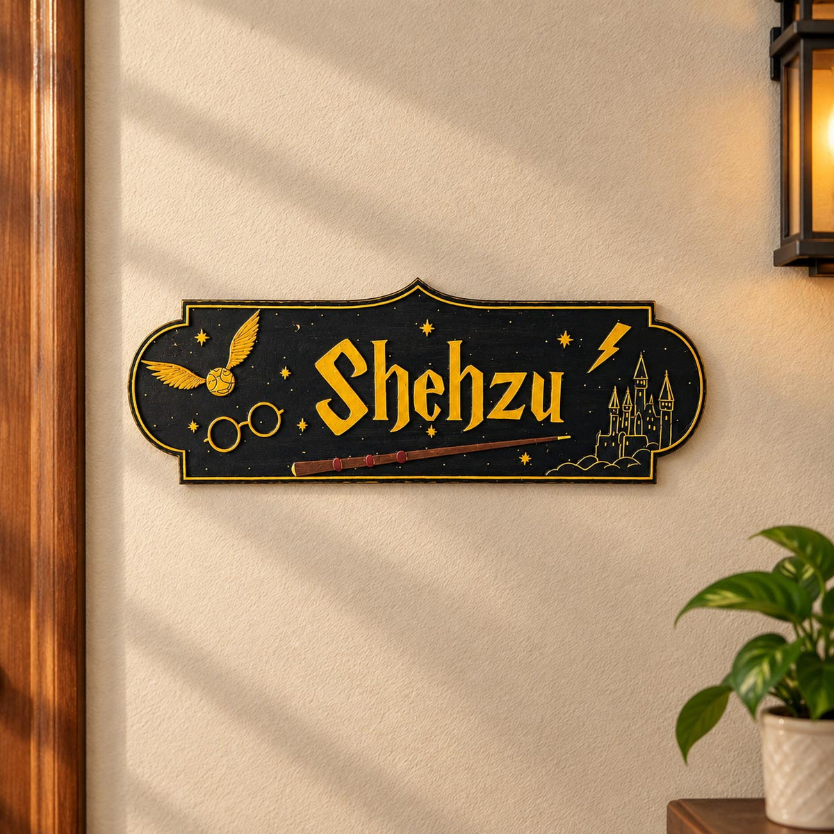 Harry Potter Themed Hand-Painted Wooden Kids Name Plate - Design 2