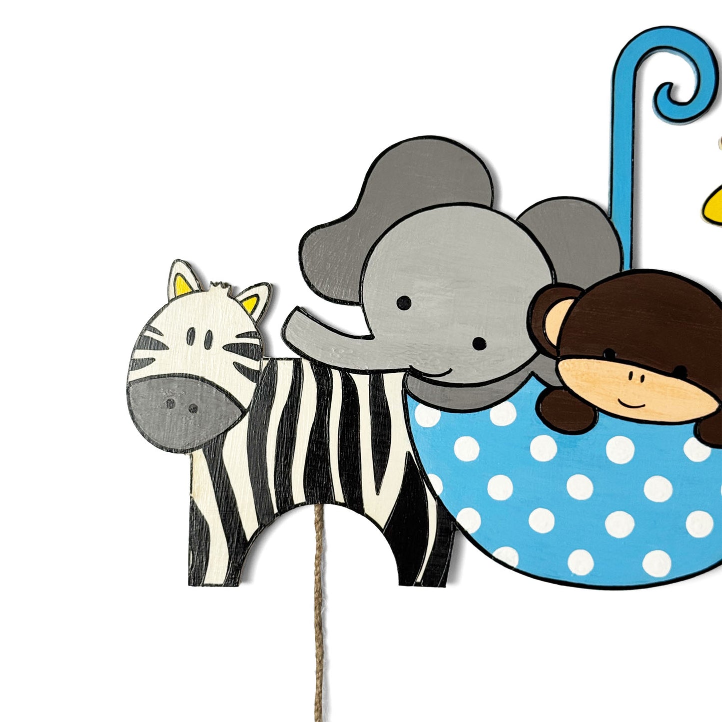 Animal Themed Hand-Painted Wooden Kids Name Plate - Design 1