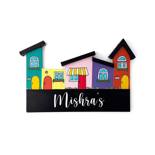 Hut-Shaped Hand-Painted Wooden Name Plate For Home - Hut Board Design 1