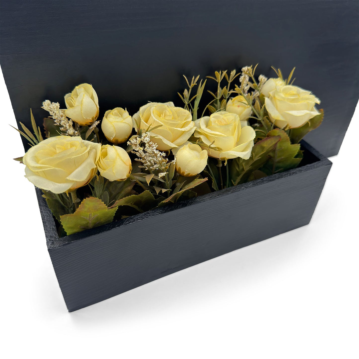 Rectangular Hand-Painted Wooden Planter Name Plate For Home - Black