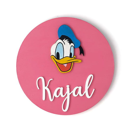 Donald Duck Themed Hand-Painted Wooden Name Plate For Kids
