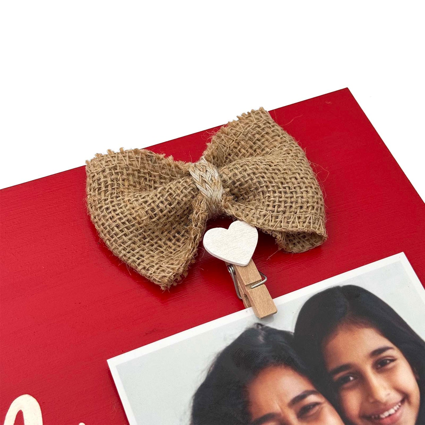 Mother Hand-Painted Wooden Photo Holder - Red