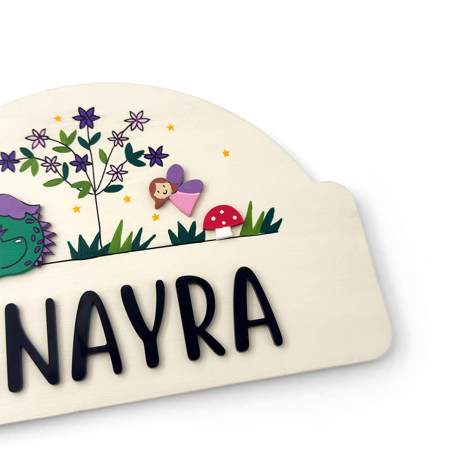 Enchanted Forest Themed Hand-Painted Wooden Arch-Shaped Kids Name Plate