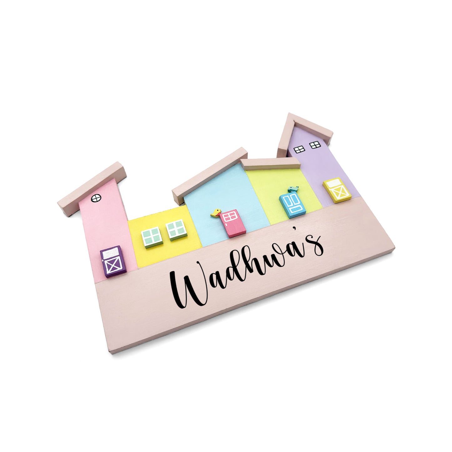 Hut-Shaped Hand-Painted Wooden Name Plate For Home - Hut Board Design 2