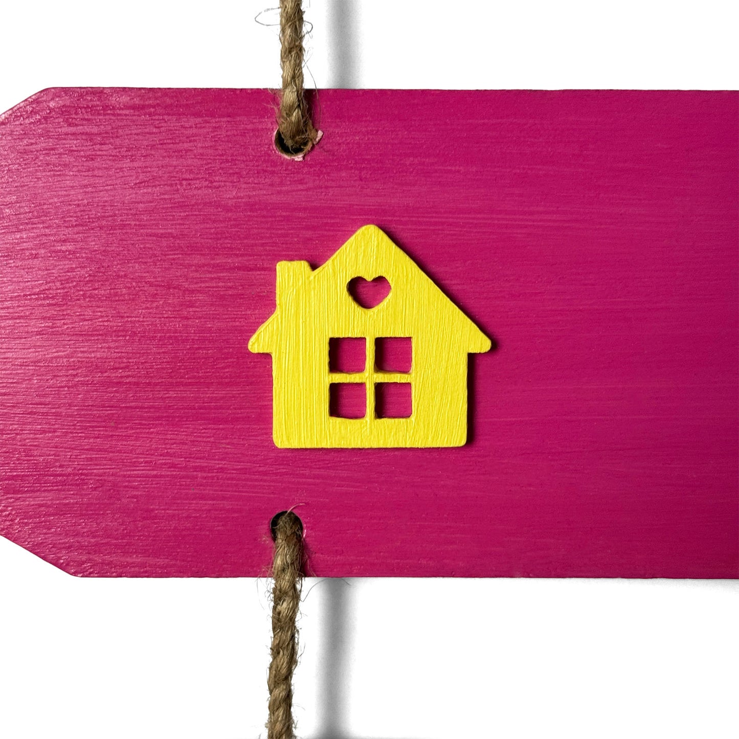 This Is Our Happy Place Hand-Painted Wooden Arrow Plank Name Plate For Home In Vibrant Colors - Four Planks