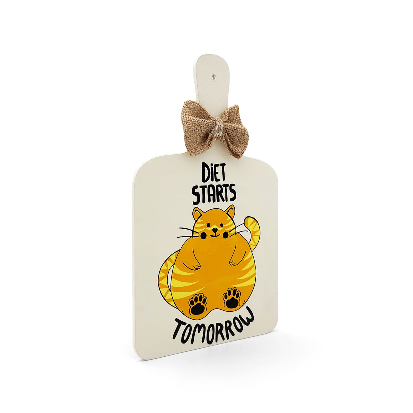Diet Starts Tomorrow Hand-Painted Wooden Chopping Board Kitchen Wall Hanging - Beige