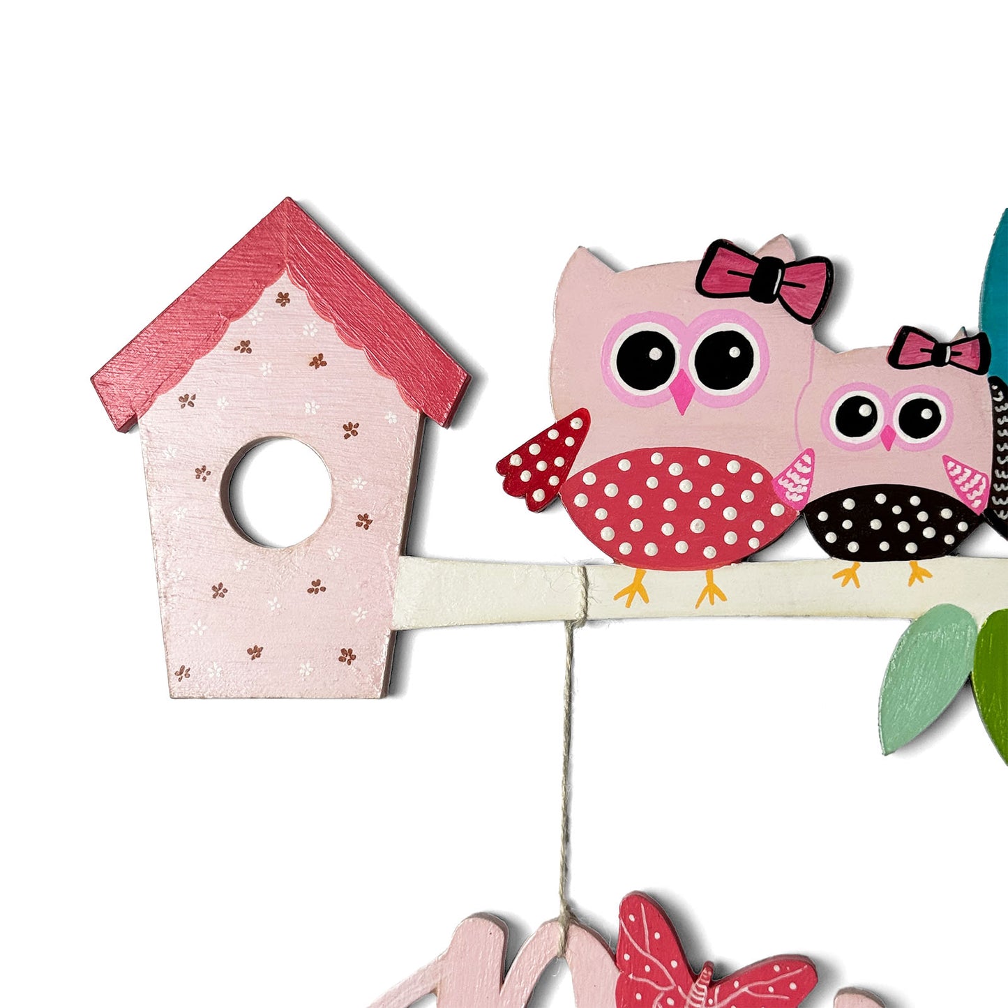 Owl Themed Hand-Painted Wooden Kids Name Plate