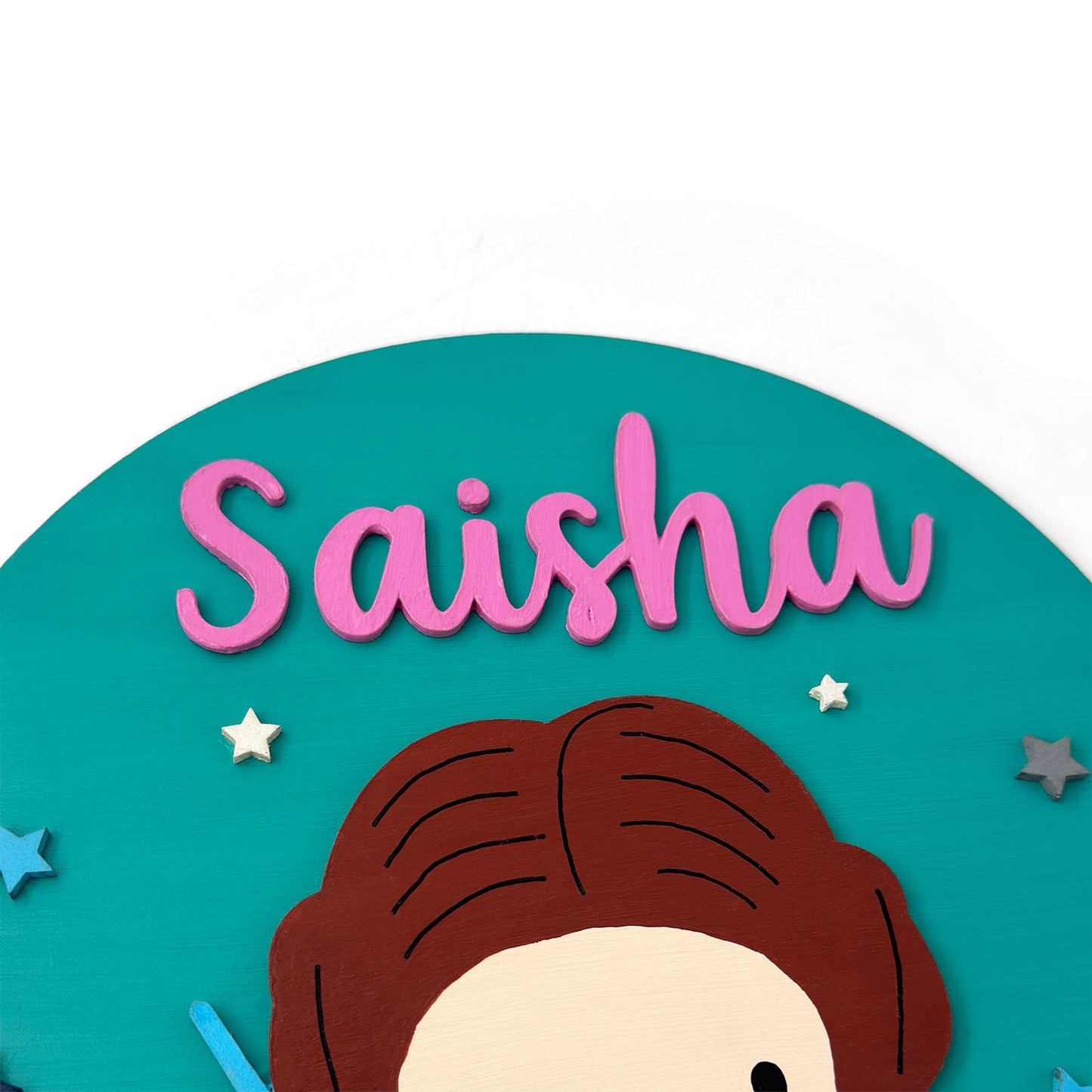 Star Wars Princess Leia Themed Hand-Painted Wooden Round Kids Name Plate