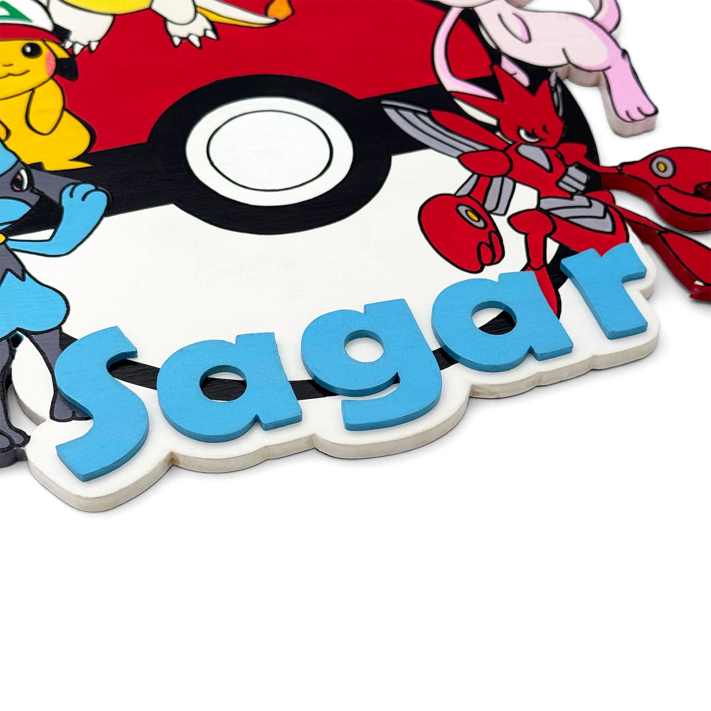 Pokemon Themed Hand-Painted Wooden Kids Name Plate