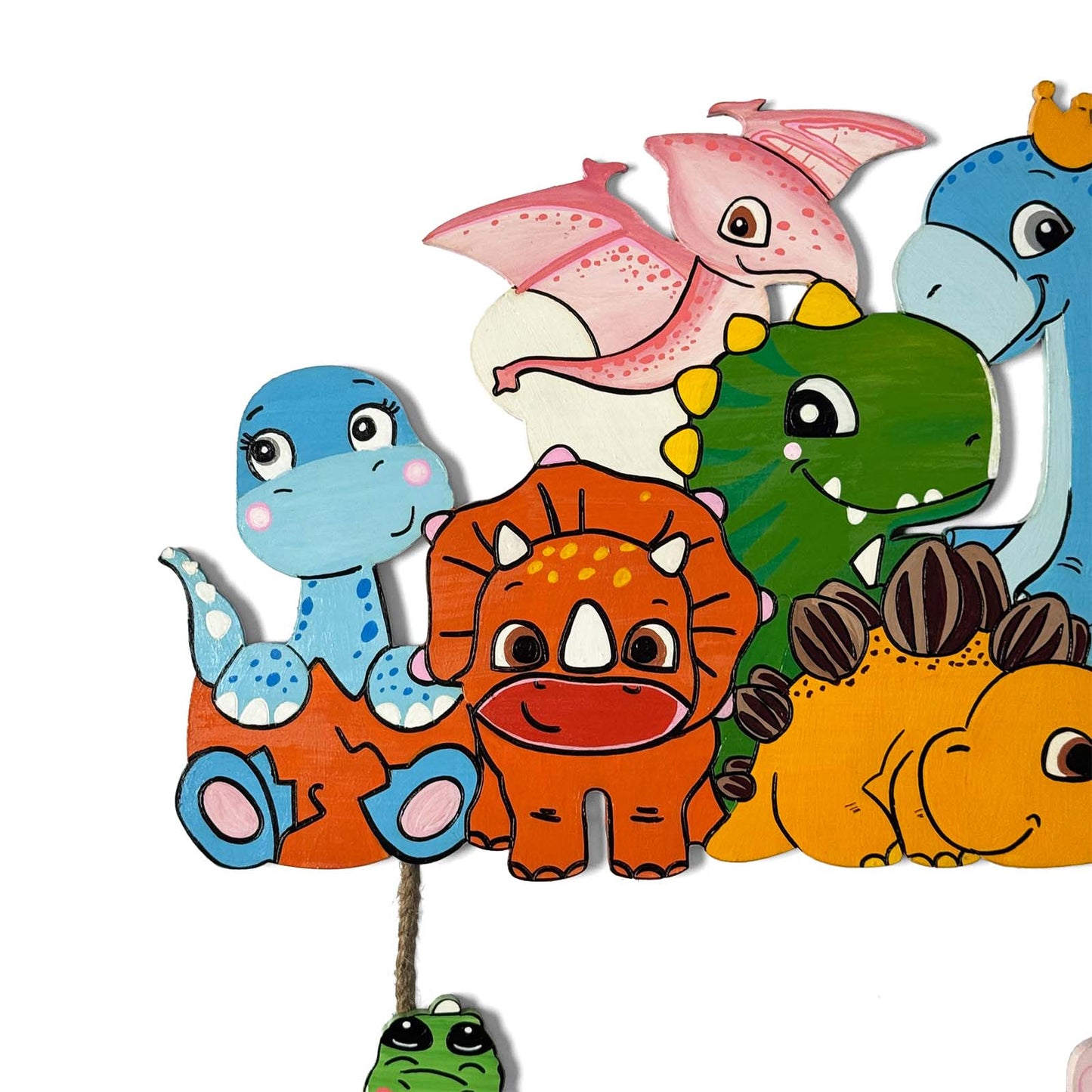 Dinosaur Themed Hand-Painted Wooden Kids Name Plate