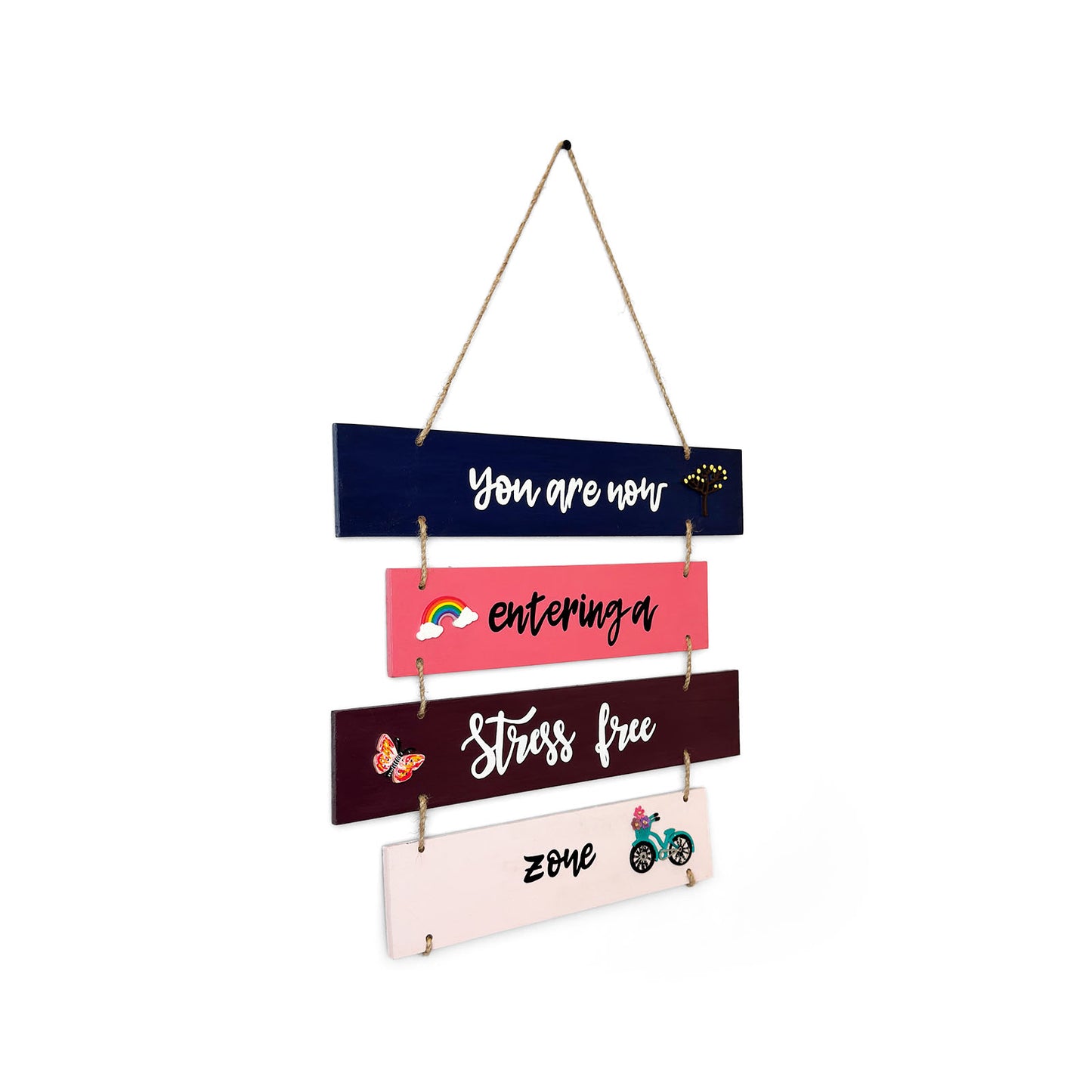 Stress Free Zone Hand-Painted Wooden Plank Wall Hanging - Design 2