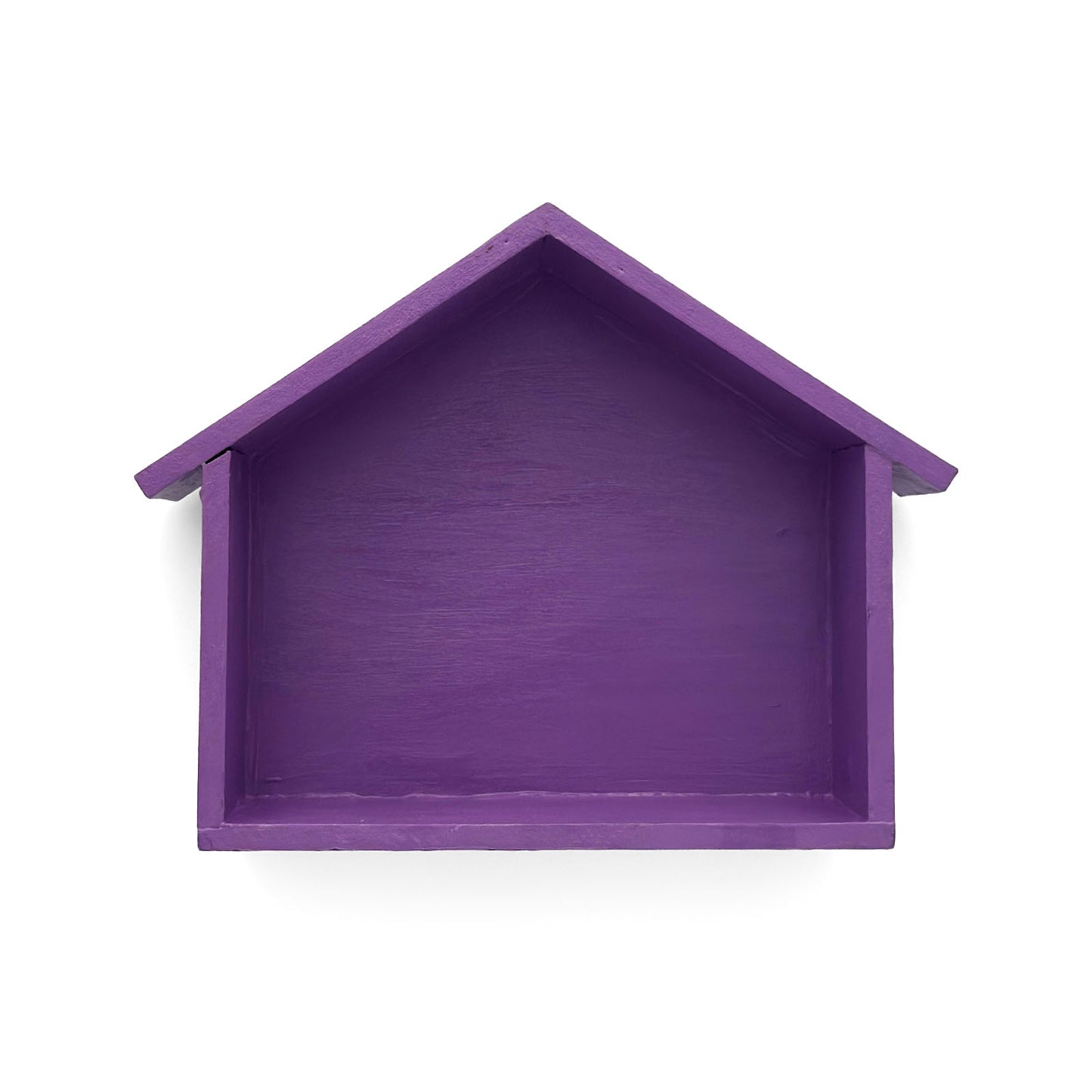 Hut Shaped Hand-Painted Wooden Wall Shelf - Purple