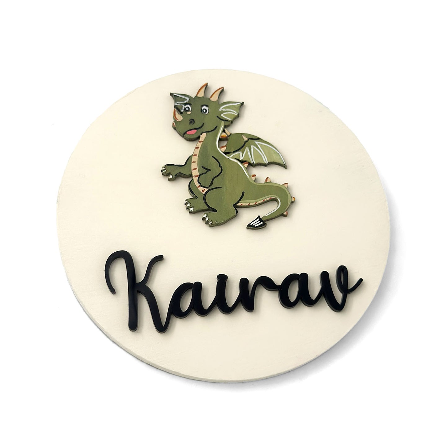 Dragon Themed Hand-Painted Wooden Name Plate For Kids