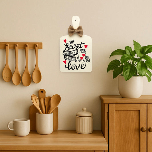 The Secret Ingredient Is Always Love Hand-Painted Wooden Chopping Board Kitchen Wall Hanging - Beige