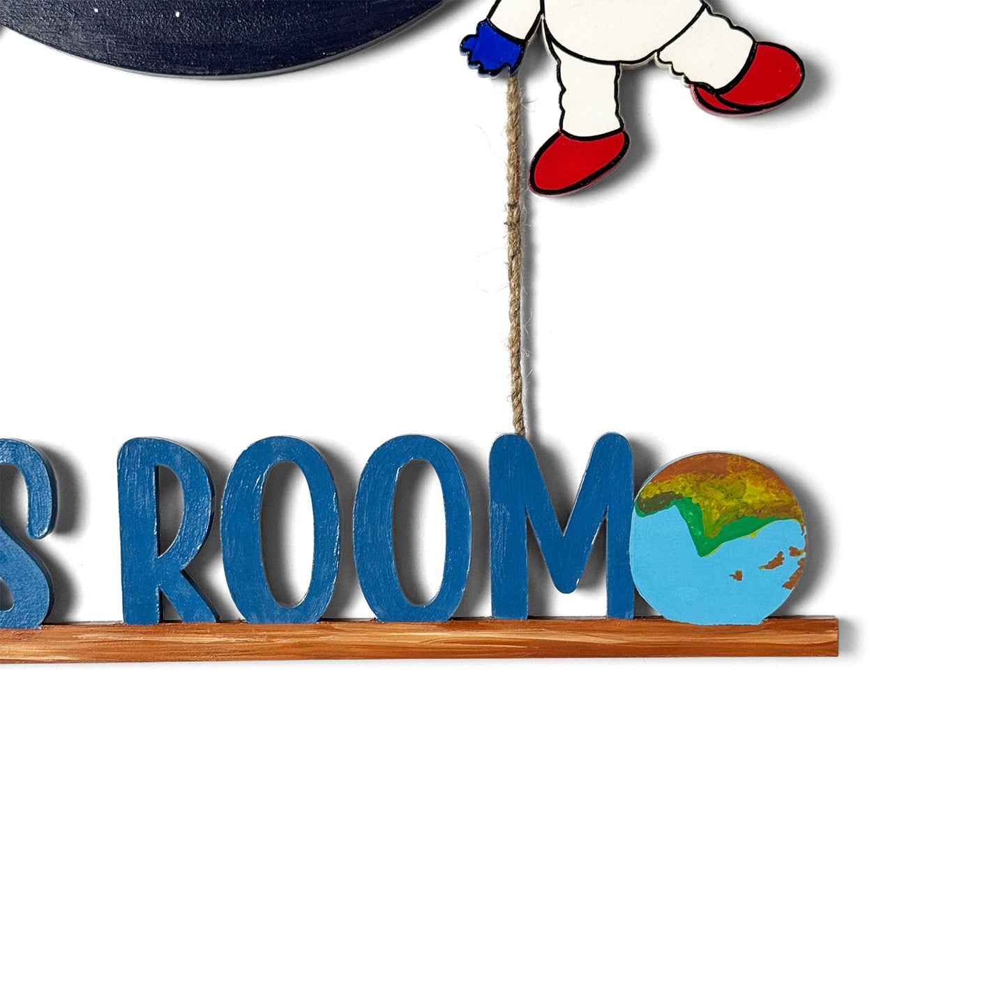 Space Themed Hand-Painted Wooden Kids Name Plate