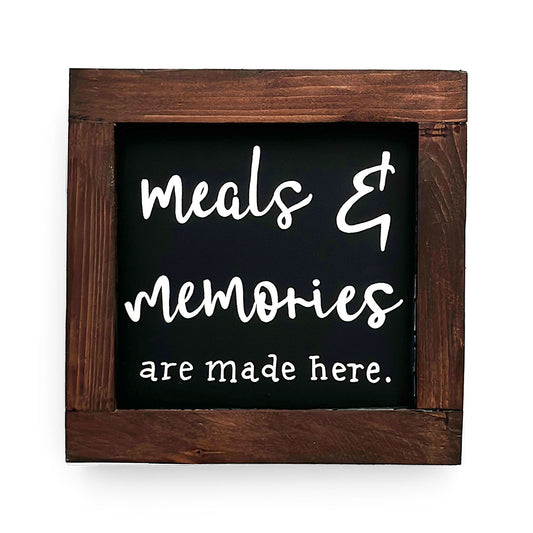 Meals And Memories Are Made Here Hand-Painted Wooden Kitchen Wall Frame