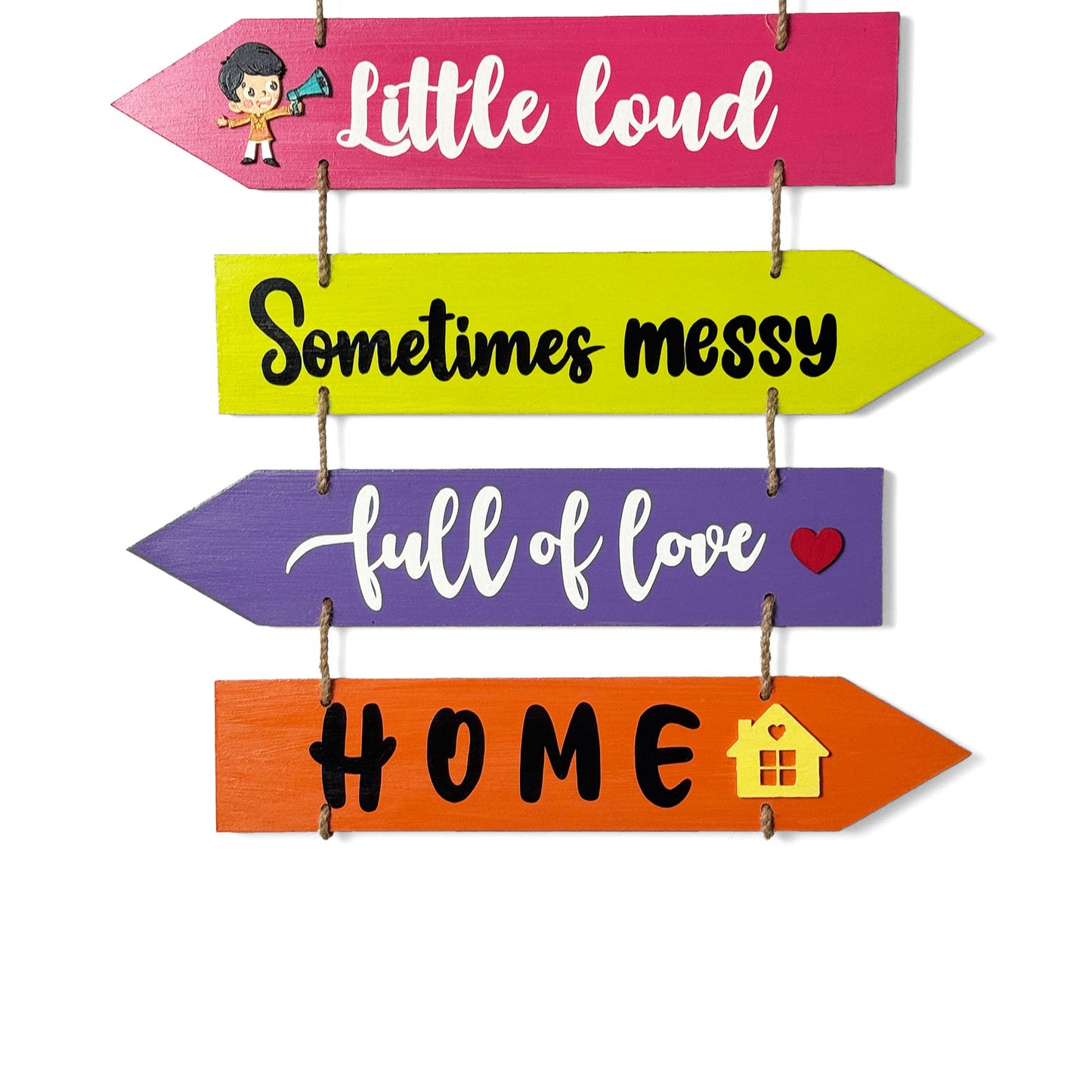 Welcome To Our Home Hand-Painted Wooden Arrow Plank Wall Hanging - Design 11