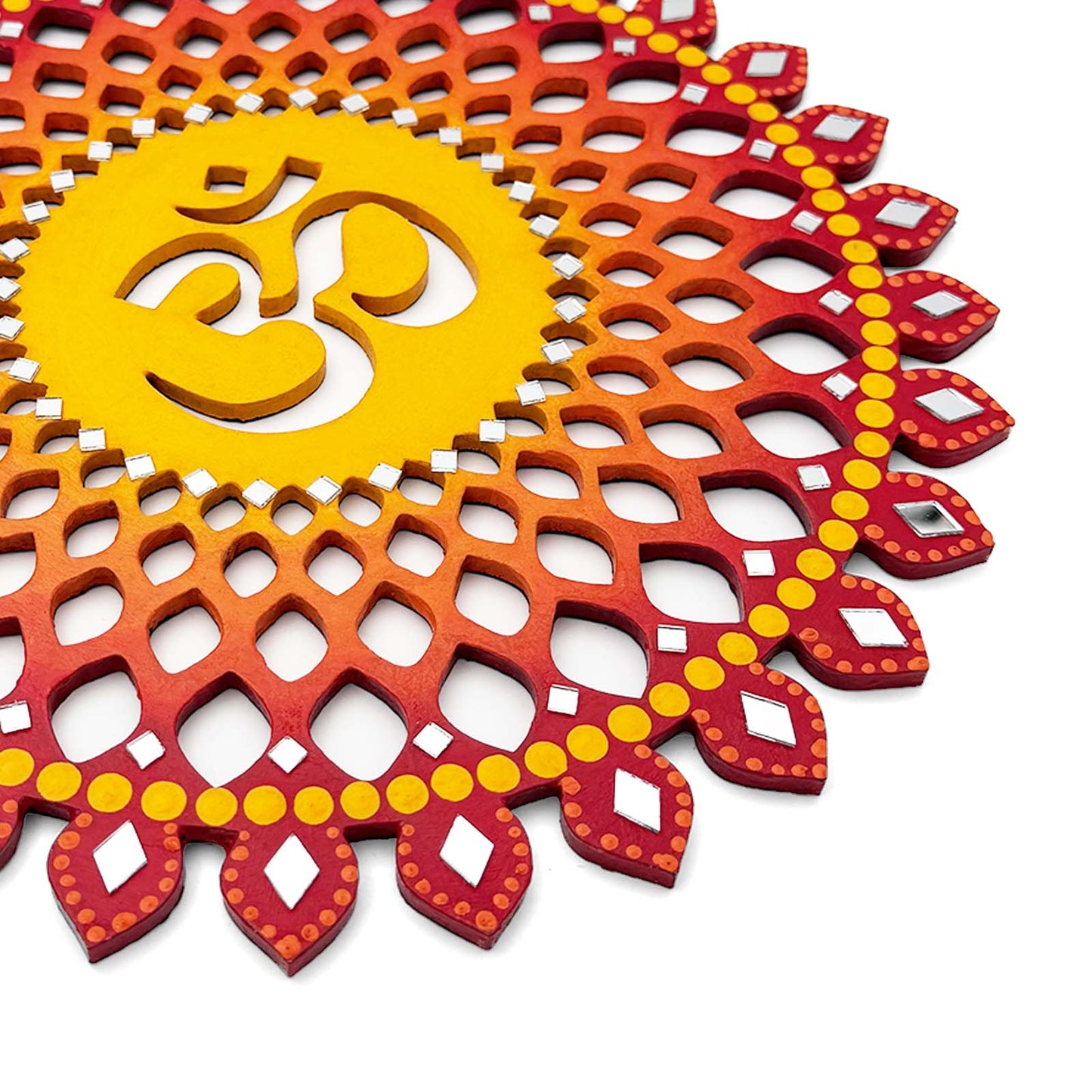 Sahasrara Chakra Om Hand-Painted Wooden Wall Hanging - Red