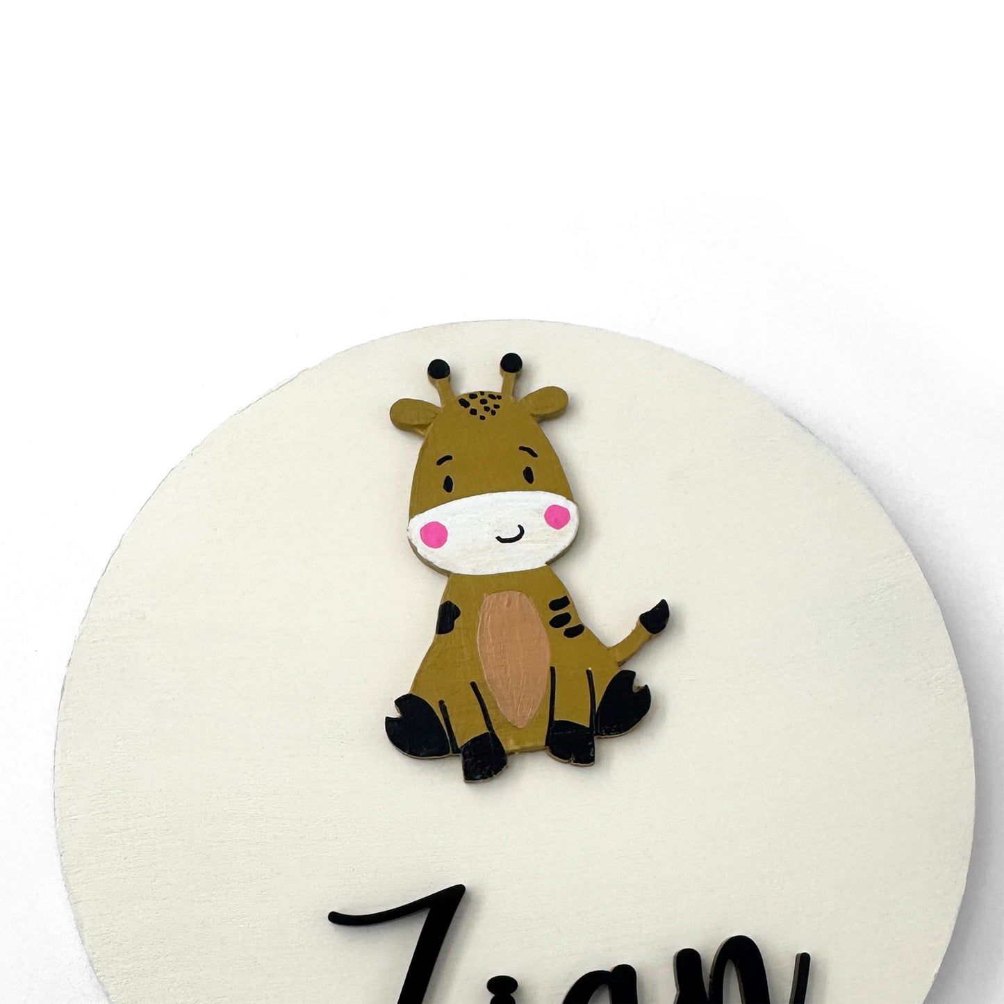 Giraffe Themed Hand-Painted Wooden Name Plate For Kids