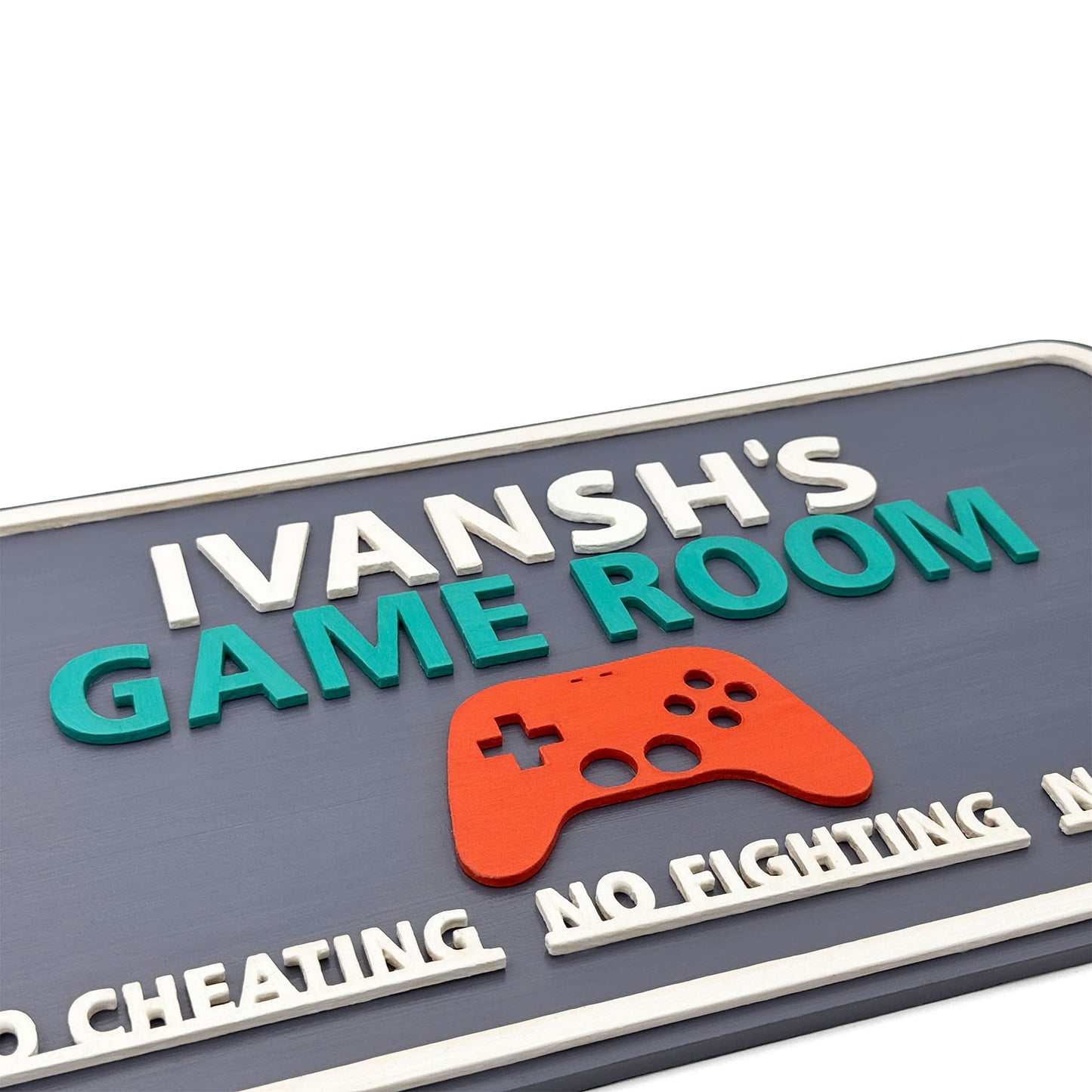 Game Room Themed Hand-Painted Wooden Kids Name Plate