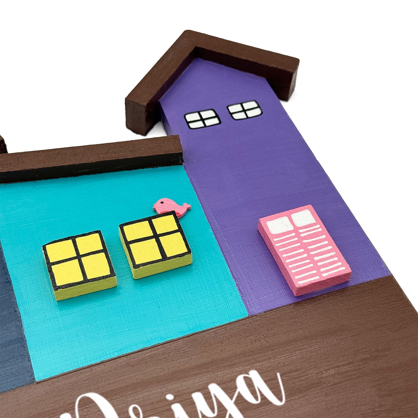 Hut-Shaped Hand-Painted Wooden Name Plate For Home - Hut Board Design 6