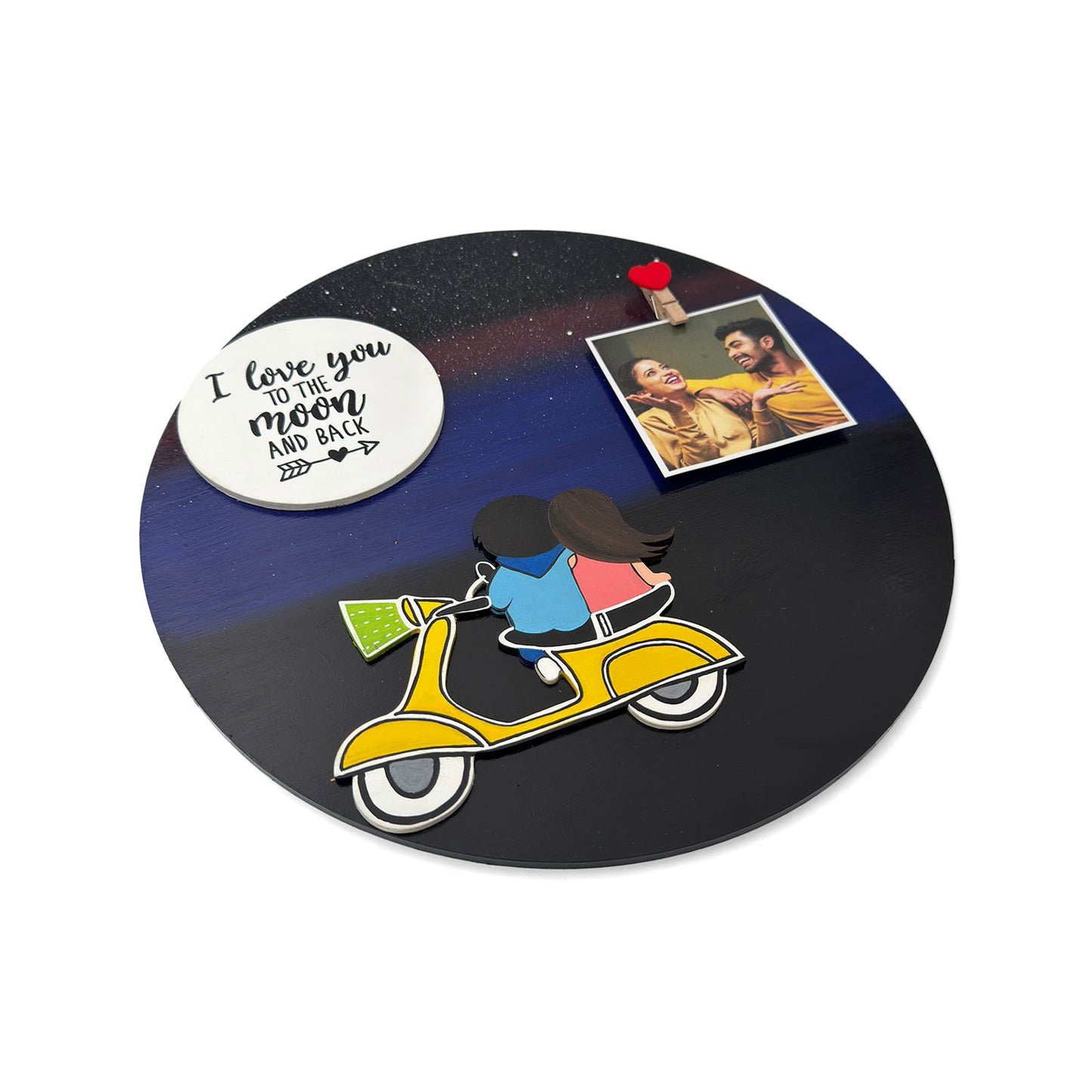 I Love You To The Moon And Back Hand-Painted Wooden Photo Holder