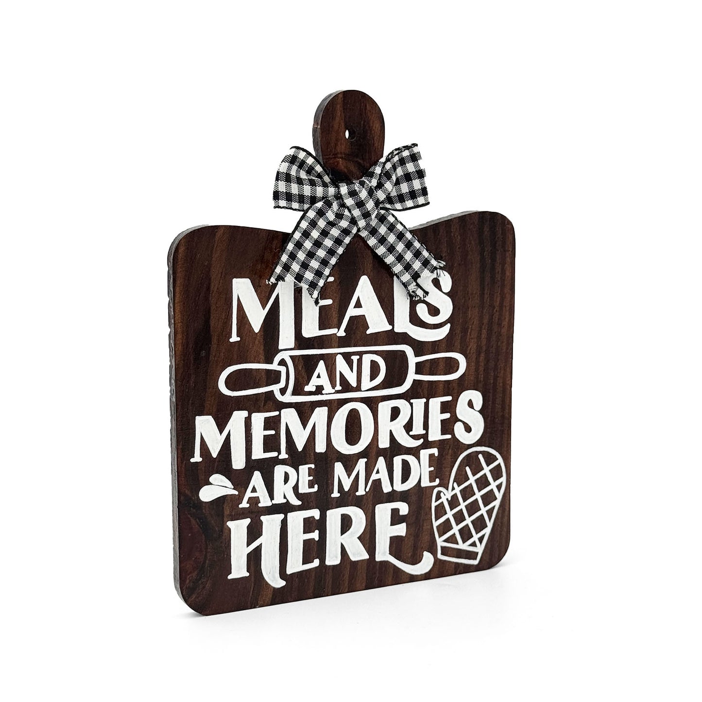 Meals And Memories Are Made Here Hand-Painted Wooden Chopping Board Kitchen Wall Hanging - Wooden Finish