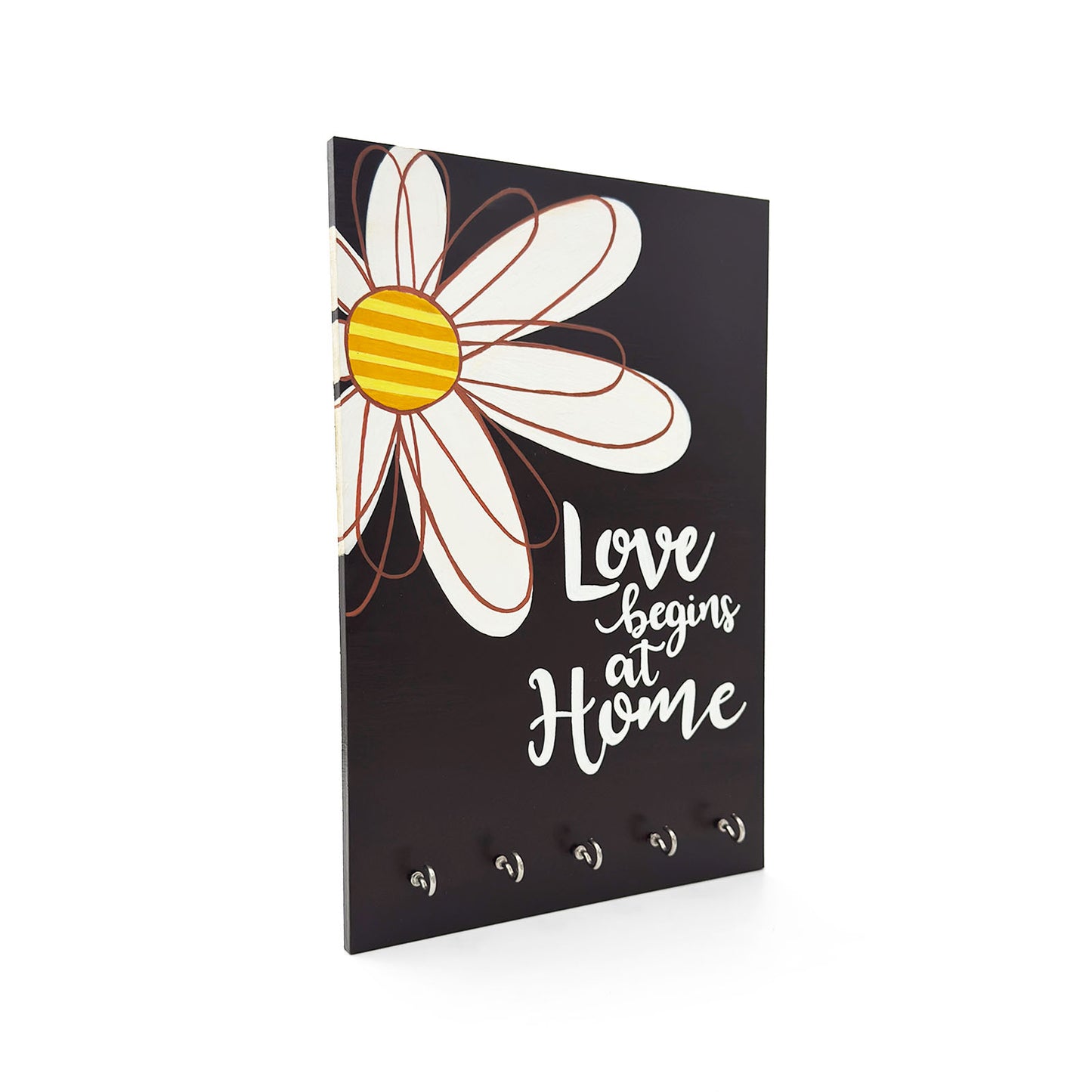 Hand-Painted Wooden Key Holder - Love Begins At Home