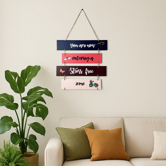 Stress Free Zone Hand-Painted Wooden Plank Wall Hanging - Design 2