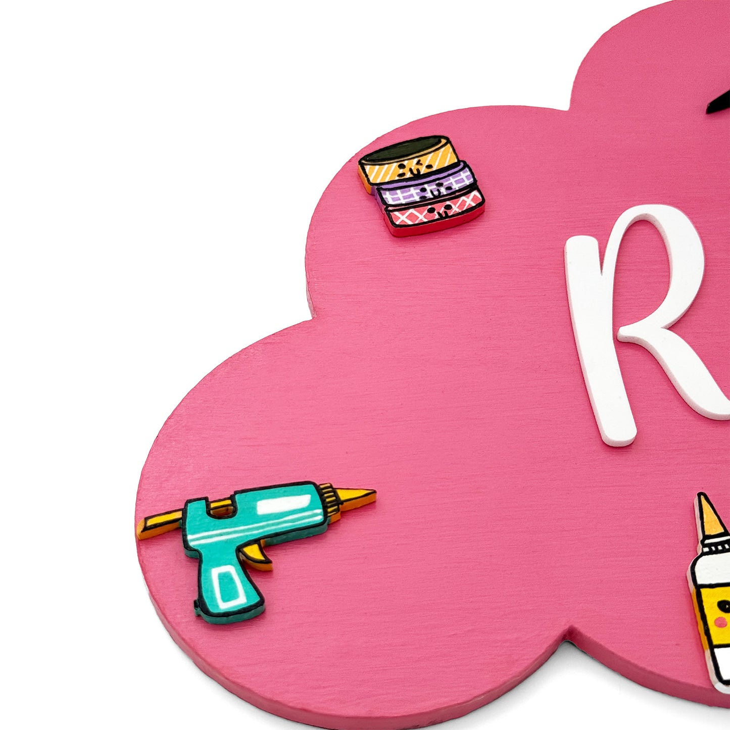 Crafts Themed Hand-Painted Wooden Kids Name Plate