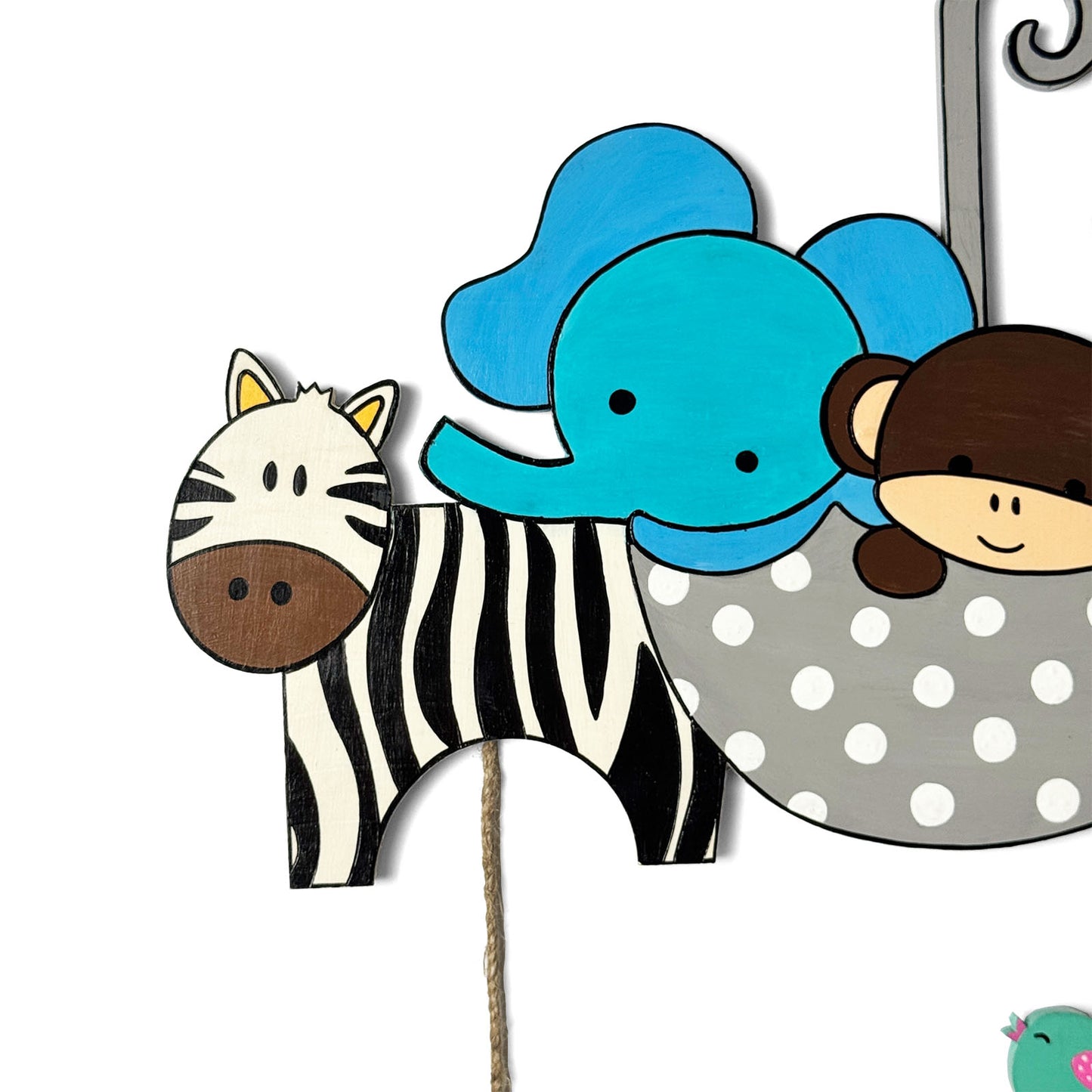 Animal Themed Hand-Painted Wooden Kids Name Plate - Design 1