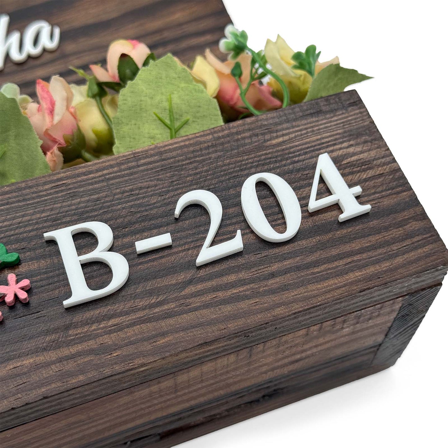 Hut-Shaped Hand-Painted Wooden Planter Name Plate For Home - Wooden Finish
