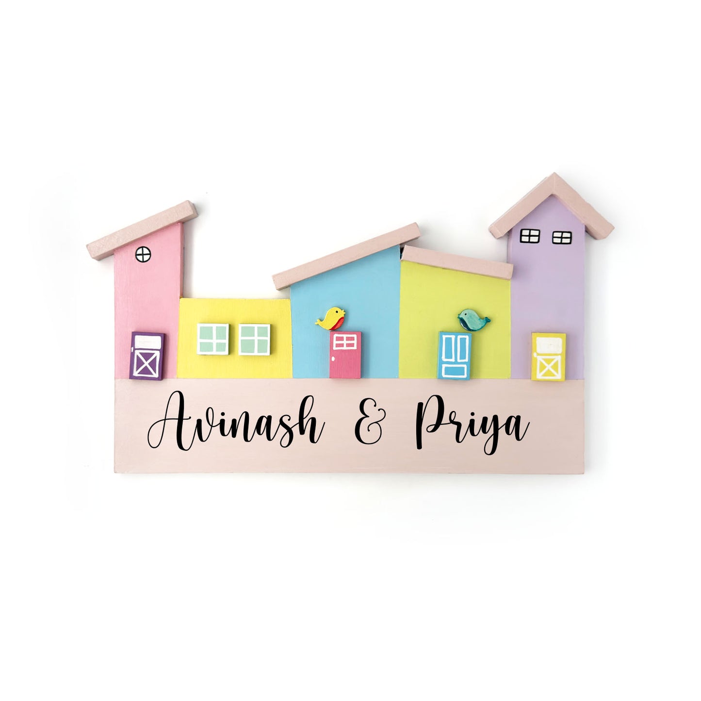 Hut-Shaped Hand-Painted Wooden Name Plate For Home - Hut Board Design 2