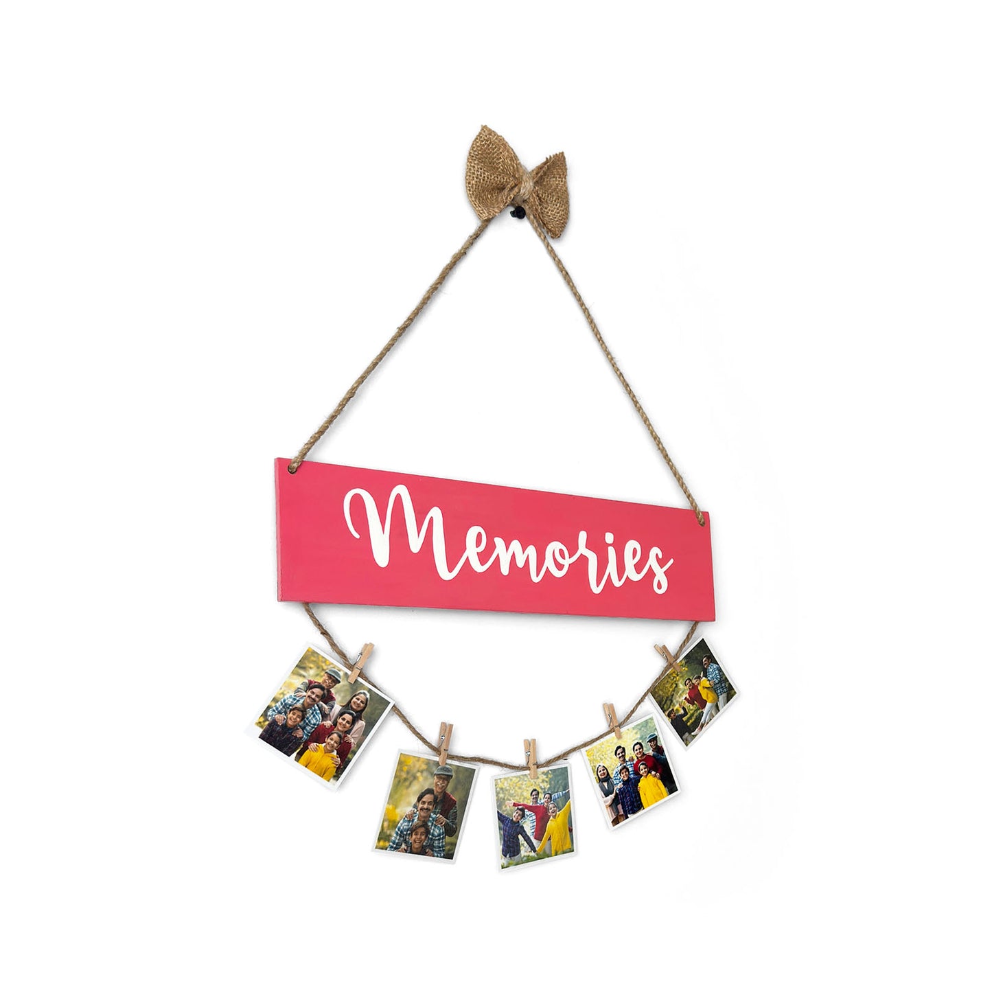 Memories Hand-Painted Wooden Photo Holder - Pink
