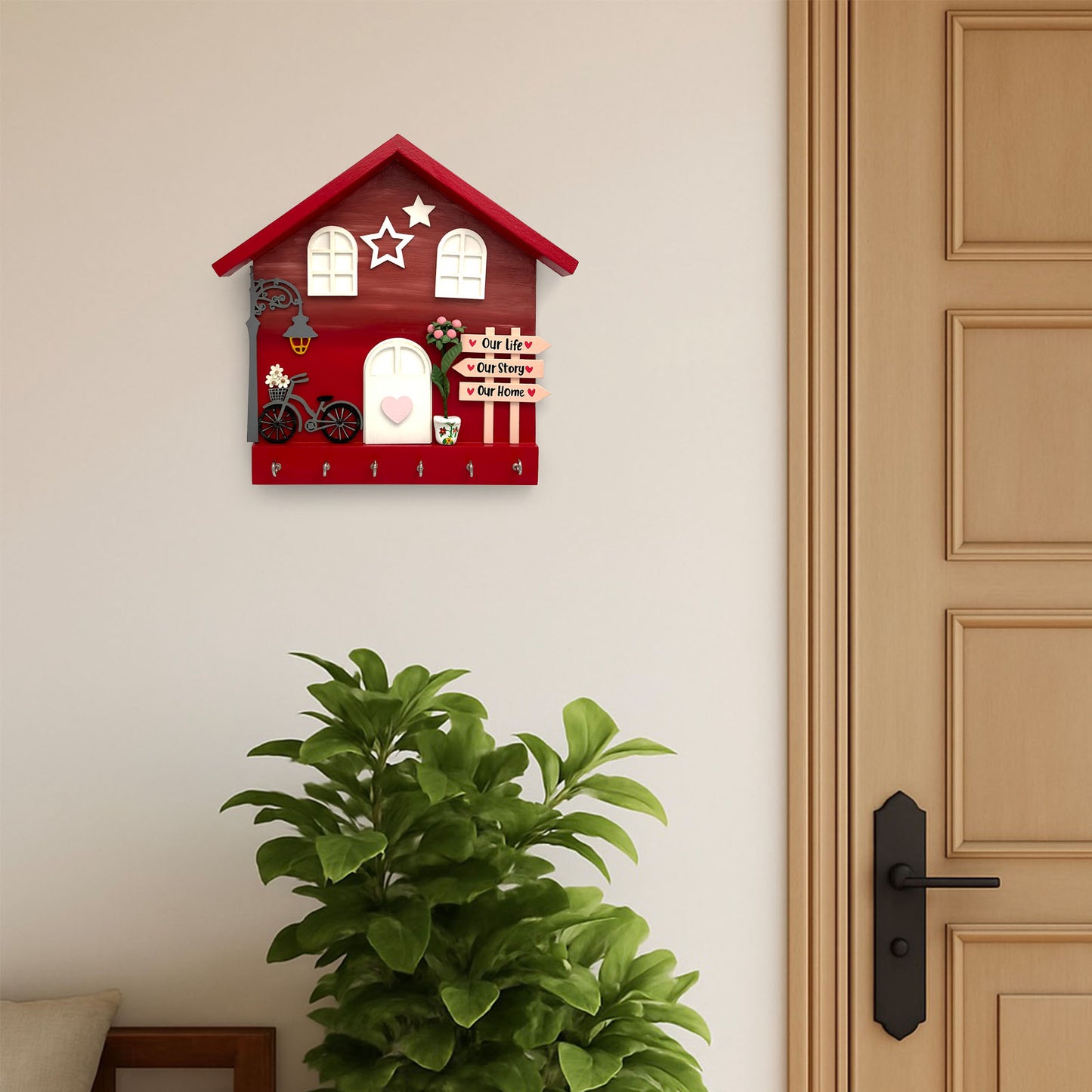 Personalised Hand-Painted Wooden Hut Key Holder With Shaded Texture