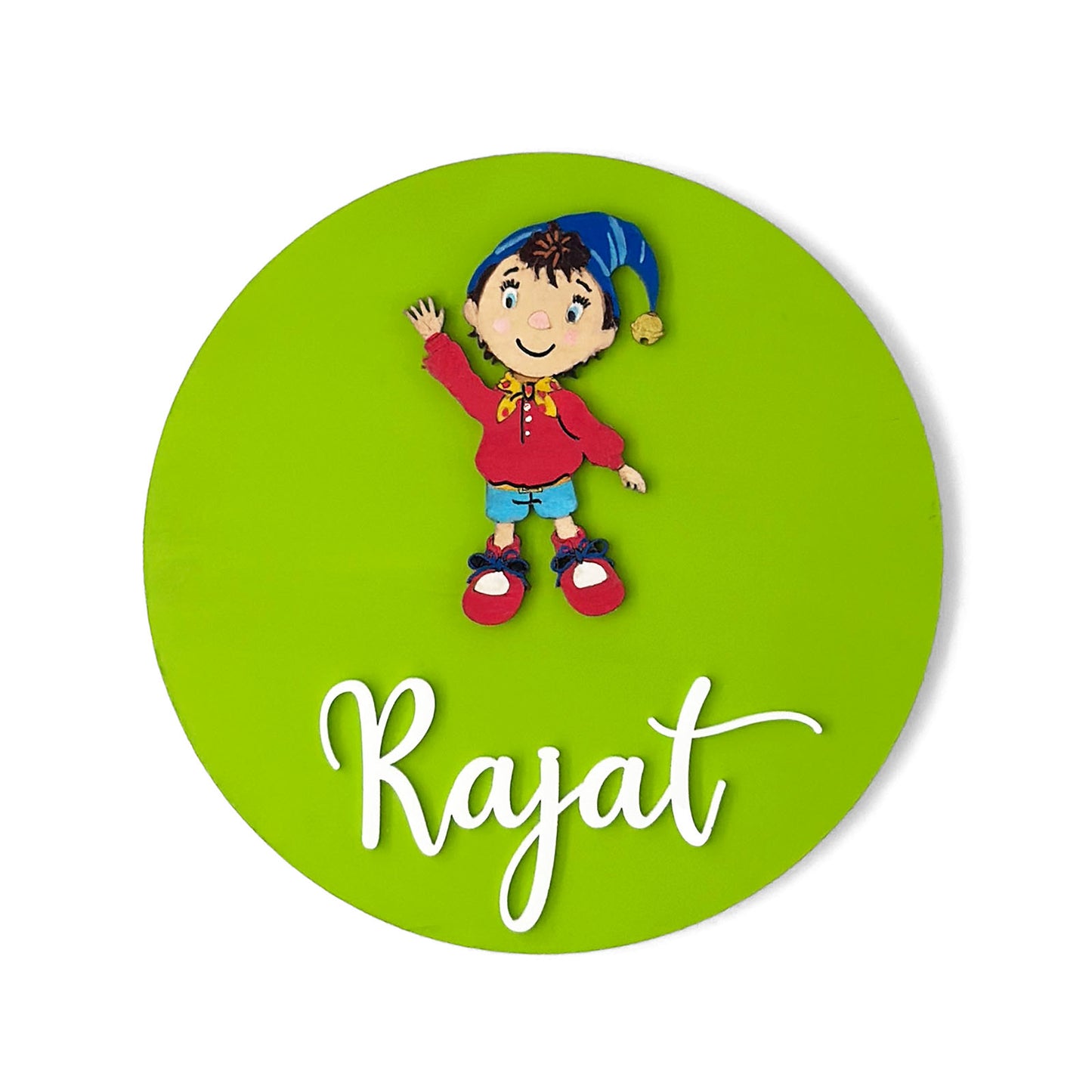 Noddy Themed Hand-Painted Wooden Name Plate For Kids