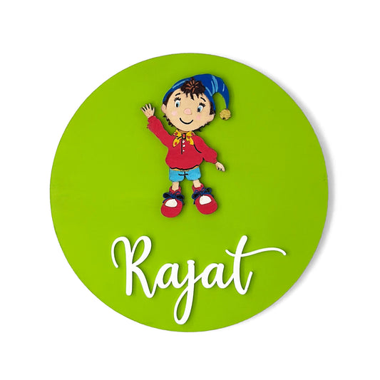 Noddy Themed Hand-Painted Wooden Name Plate For Kids