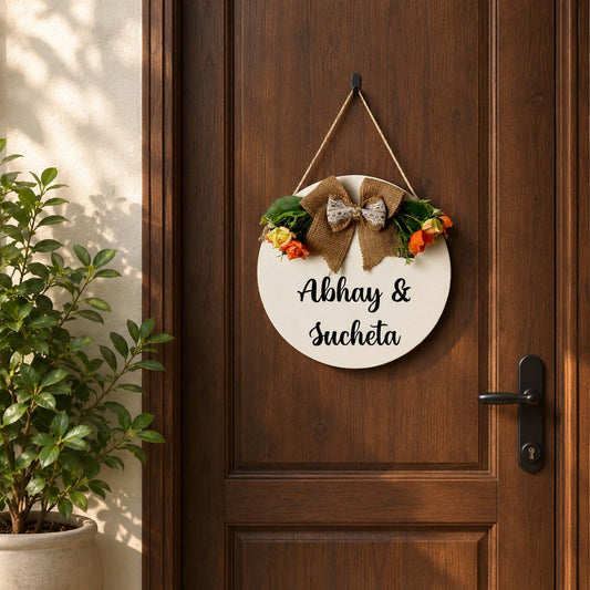 Personalised Hand-Painted Wooden Door Hanger - White