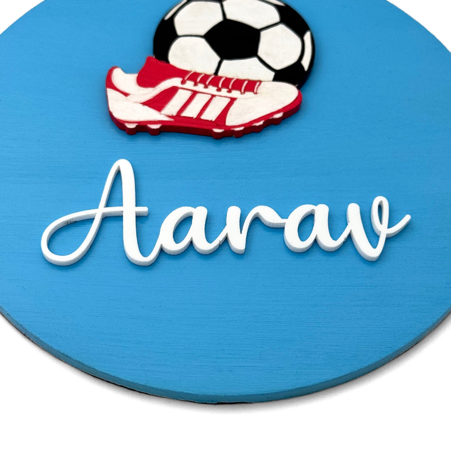Football Themed Hand-Painted Wooden Mini Kids Name Plate