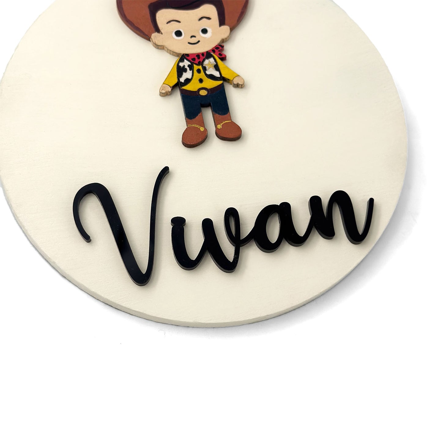 Toy Story Woody Themed Hand-Painted Wooden Name Plate For Kids