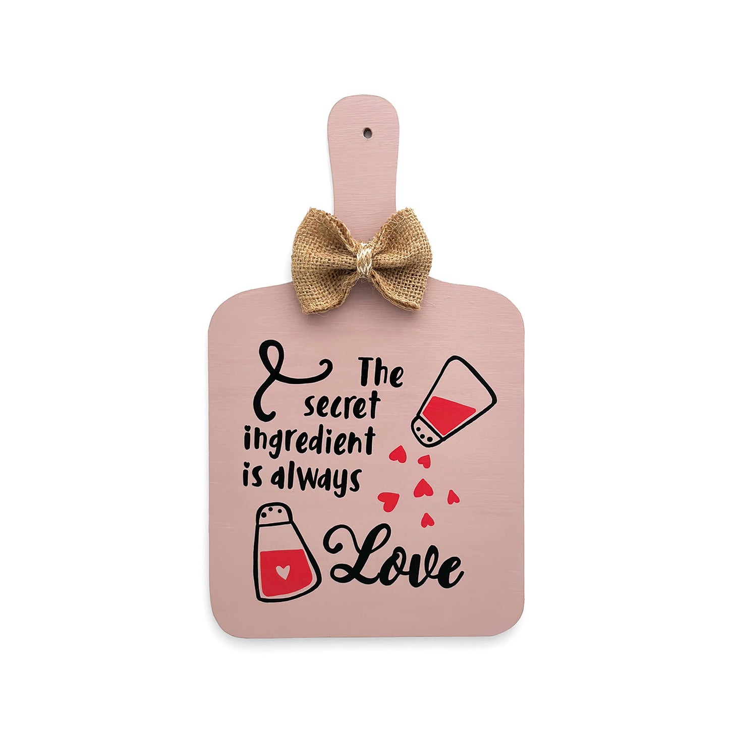 The Secret Ingredient Is Always Love Hand-Painted Wooden Chopping Board Kitchen Wall Hanging - Light Brown